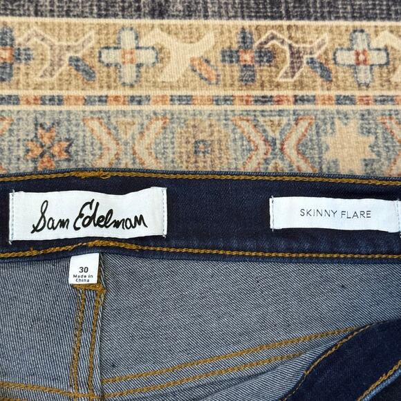 Sam Edelman Skinny Flare-Leg Patch Pockets Pants Dark Wash Denim Jeans Size 30 - Picture 4 of 10